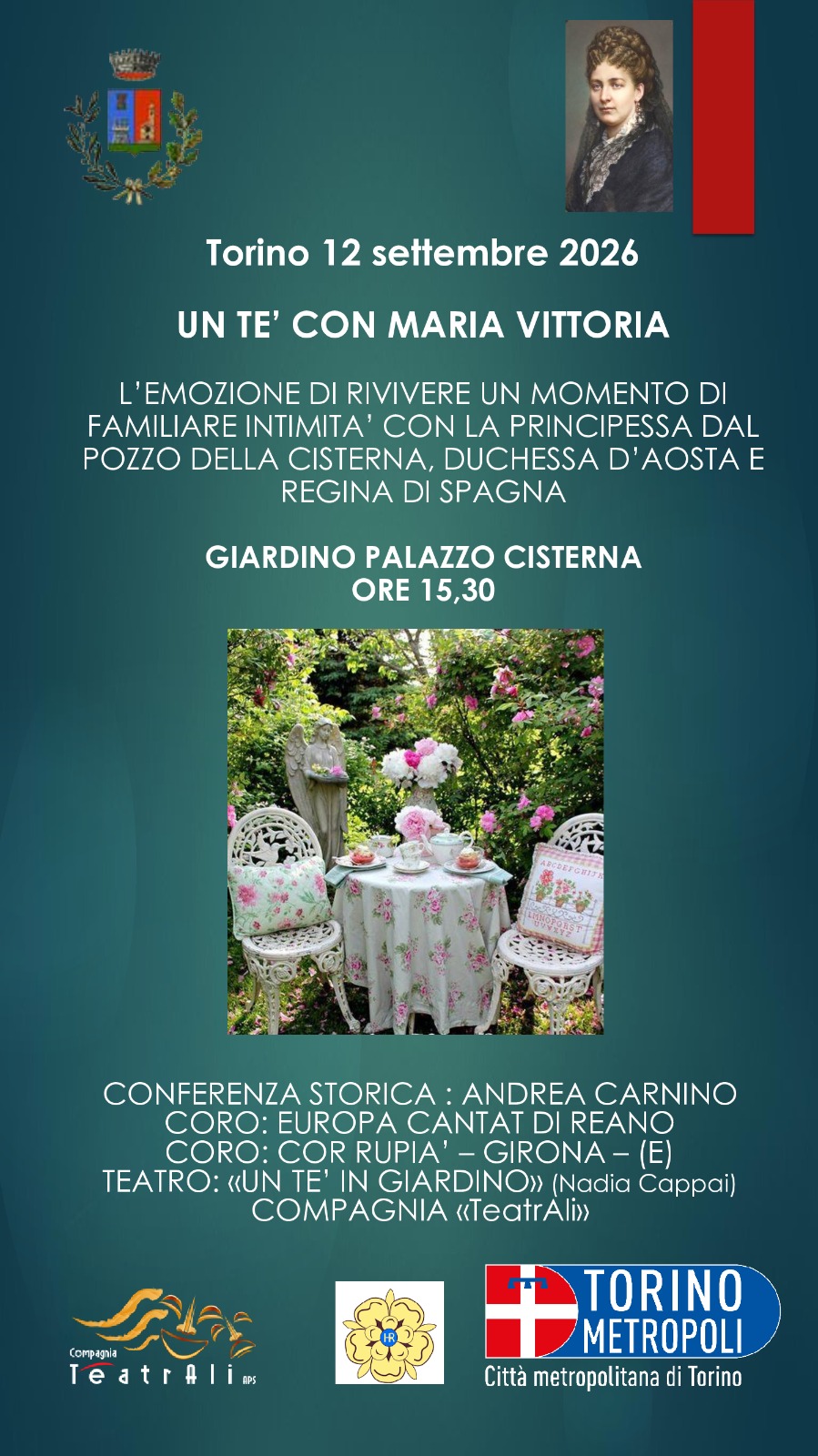 Un Tè con MARIA VITTORIA nei Giardini di Palazzo Cisterna ore 15:30