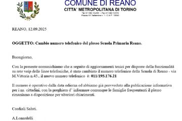 Nuovo numero Scuola Reano